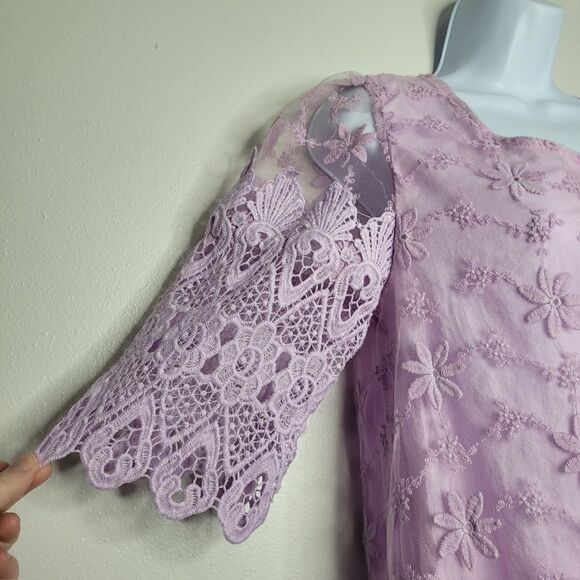 Pretty Angel pink purple pastel lace eyelet fairy y2k cute mesh top size medium - Picture 3 of 8